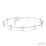 Cross Petite Diamond Station Bracelet