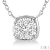 1/6 Ctw Cushion Shape Lovebright Diamond Necklace in 14K White Gold