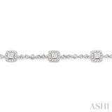 2 1/10 ctw  Round and Princess Cut Diamond Bracelet in 18K White Gold