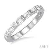 1/3 ctw Zigzag Filled Baguette and Princess Cut Diamond Wedding Band in 14K White Gold
