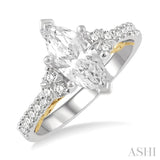 1/3 ctw Marquise Shape Tri Mount Round Cut Diamond Semi-Mount Engagement Ring in 14K White and Yellow Gold