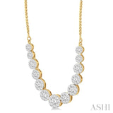 2 Ctw Round Cut Diamond Lovebright Necklace in 14K Yellow and White Gold