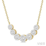 3/4 Ctw Round Cut Diamond Lovebright Necklace in 14K Yellow and White Gold