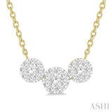 1/2 Ctw Triple Circle Lovebright Round Cut Diamond Necklace in 14K Yellow and White Gold