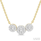 1/3 Ctw Triple Circle Lovebright Round Cut Diamond Necklace in 14K Yellow and White Gold