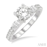 3/8 ctw Circular Marquise and Round Cut Diamond Semi-Mount Engagement Ring in 14K White Gold