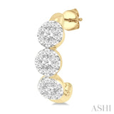 3/8 ctw Lovebright Round Cut Diamond Half Hoop Earring in 14K Yellow and White Gold