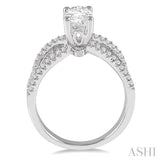 1 1/6 Ctw Diamond Engagement Ring with 3/4 Ct Oval Cut Center Diamond in 14K White Gold