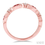 1.25 MM Round Cut Ruby and 1/20 Ctw Round Cut Diamond Half Eternity Wedding Band in 14K Rose Gold