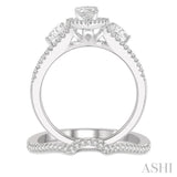 1 Ctw Diamond Wedding Set With 7/8 Ctw Pear Shape Engagement Ring and 1/10 Ctw Arched Center Wedding Band in 14K White Gold