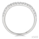 1/4 ctw Wing Shape Center Round Cut Diamond Wedding Band in 14K White Gold