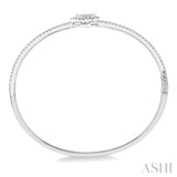 1 ctw Pear Shape Lovebright Round Cut Diamond Stackable Bangle in 14K White Gold