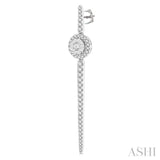 1 Ctw Round Shape Accent Lovebright Round Cut Diamond Long Earring in 14K White Gold