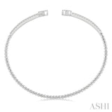 1/2 Ctw Circular Shape Open End Round Cut Diamond Stackable Cuff Bangle in 14K White Gold