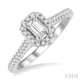 3/8 ctw Octagonal Shape Round Cut Diamond Semi-Mount Engagement Ring in 14K White Gold