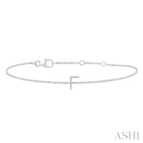 1/20 ctw Initial 'F' Round Cut Diamond Bracelet in 10K White Gold