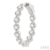 Inside-Out Single Shared Prong Diamond Round Hoop Earrings