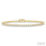 3 Ctw Tri-Prong Round Cut Diamond Bracelet in 14K Yellow Gold