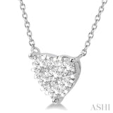 1 Ctw Lovebright Diamond Heart Necklace in 14K White Gold