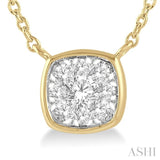 1/6 Ctw Cushion Shape Lovebright Diamond Necklace in 14K Yellow and White Gold