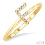 1/20 Ctw Initial 'F' Round Cut Diamond Fashion Ring in 10K Yellow Gold