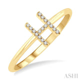 1/20 Ctw Initial 'H' Round Cut Diamond Fashion Ring in 10K Yellow Gold