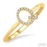 1/20 Ctw Initial 'Q' Round Cut Diamond Fashion Ring in 10K Yellow Gold