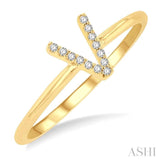 1/20 Ctw Initial 'V' Round Cut Diamond Fashion Ring in 10K Yellow Gold