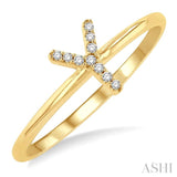 1/20 Ctw Initial 'Y' Round Cut Diamond Fashion Ring in 10K Yellow Gold