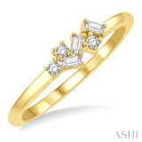 1/8 ctw Scatter Baguette and Round Cut Diamond Petite Fashion Ring in 14K Yellow Gold