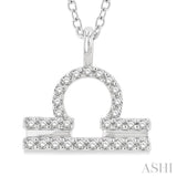 1/8 Ctw Libra Round Cut Diamond Zodiac Pendant With Chain in 14K White Gold