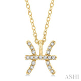 1/20 Ctw Pisces Round Cut Diamond Zodiac Pendant With Chain in 14K Yellow Gold