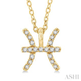 1/20 Ctw Pisces Round Cut Diamond Zodiac Pendant With Chain in 10K Yellow Gold