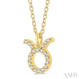 1/10 Ctw Taurus Round Cut Diamond Zodiac Pendant With Chain in 10K Yellow Gold