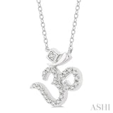 1/6 Ctw 'OM' Symbol Petite Round Cut Diamond Fashion Pendant With Chain in 10K White Gold