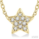 1/10 Ctw Star Round Cut Diamond Petite Fashion Pendant With Chain in 14K Yellow Gold