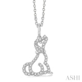 1/8 ctw Petite Dog Motif Round Cut Diamond Fashion Pendant With Chain in 10K White Gold