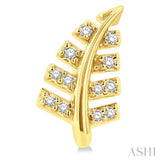 1/10 Ctw Fern Leaf Petite Round Cut Diamond Fashion Stud Earring in 10K Yellow Gold