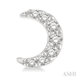 1/10 Ctw Star & Crescent Mix Round Cut Diamond Petite Fashion Earring in 10K White Gold