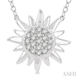 1/10 Ctw Sun Petite Round Cut Diamond Fashion Pendant With Chain in 10K White Gold