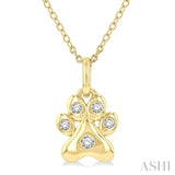 1/20 Ctw Dog Paw Petite Round Cut Diamond Fashion Pendant With Chain in 10K Yellow Gold