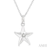1/50 Ctw Starfish Petite Round Cut Diamond Fashion Pendant With Chain in 10K White Gold