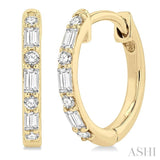 1/4 ctw Petite Baguette and Round Cut Diamond Fashion Huggies in 10K Yellow Gold