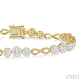 2 1/2 ctw Tri-Mount Set & Milgrain Infinity Connector Lovebright Round Cut Diamond Bracelet in 14K Yellow and White Gold