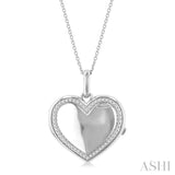 1/10 Ctw Heart Shape Round Cut Diamond Keepsake Locket Pendant With Chain in Sterling Silver