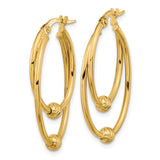 14k Gold Polished Diamond Cut Hoop Earrings