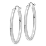 14k White Gold Oval Hoop Earrings