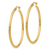 14k Polished 2x40mm Lightweight Tube Hoop Earrings