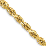 14K 22 inch 3mm Diamond-cut Rope with Lobster Clasp Chain