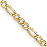 14K 24 inch 2.5mm Semi-Solid Figaro with Lobster Clasp Chain